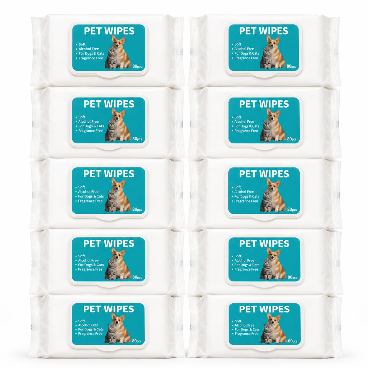 Lot de 10 lingettes pour chiens et chats – 800 lingettes Pet Wipes