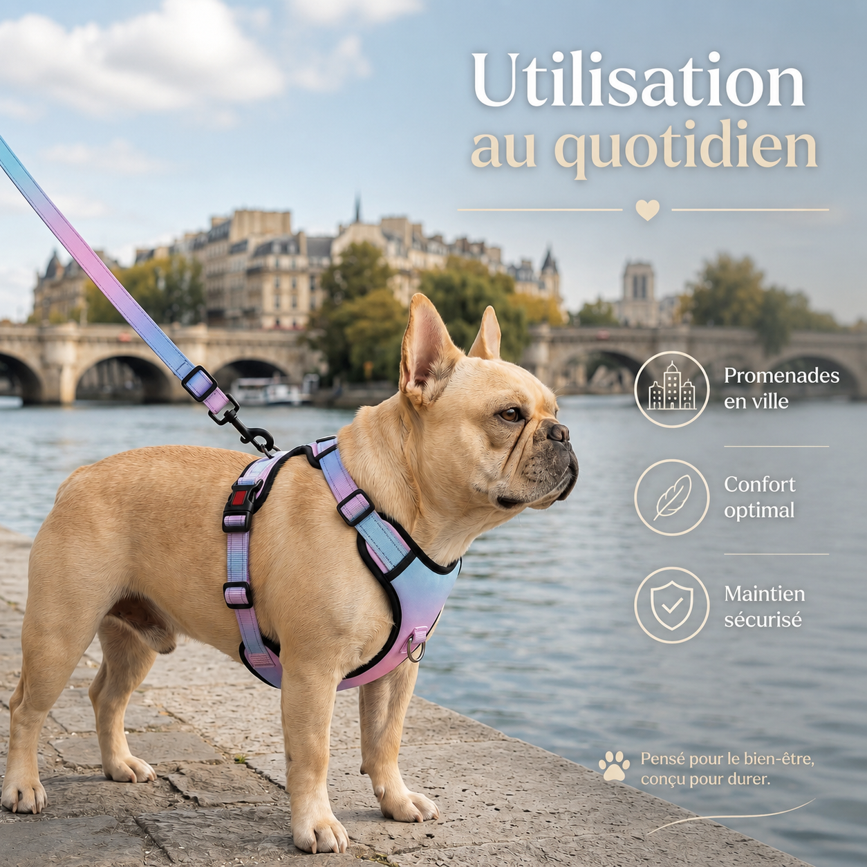Harnais réglable et réfléchissant pour chien – Confort & maintien