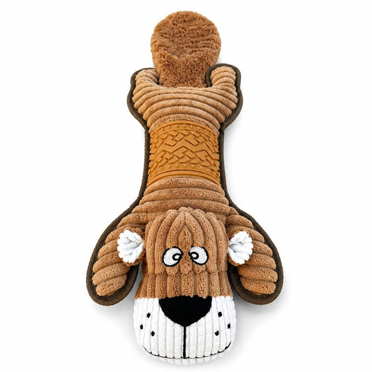 Jouet pour chien en peluche sonore avec papier bruissant et zone texturée – 52cm
