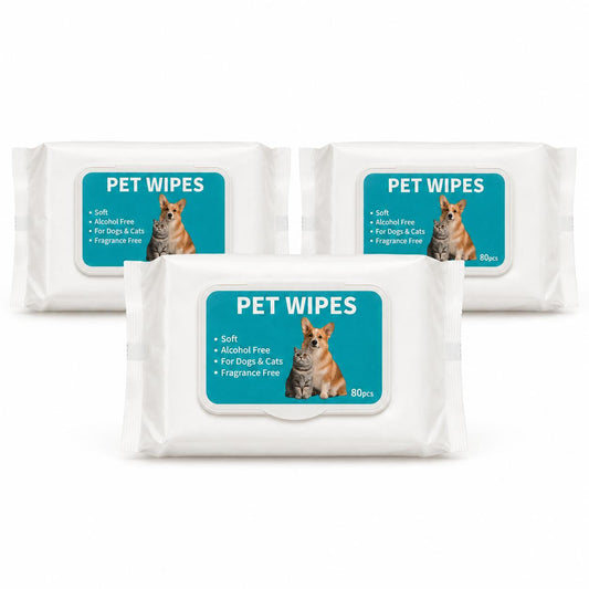 Lot de 3 lingettes pour chiens et chats – 240 lingettes Pet Wipes