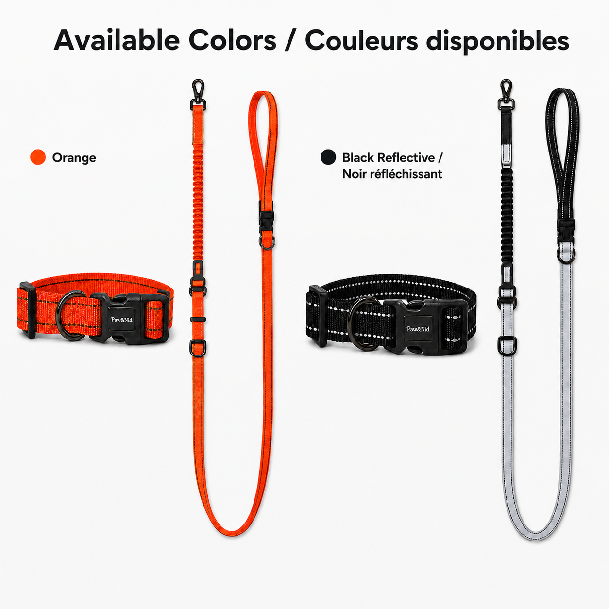 Ensemble collier et laisse anti-traction pour chien – Réfléchissant