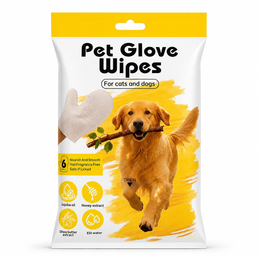 Lingettes gants pour chiens et chats – 1 paquet 6 pièces Pet Glove Wipes