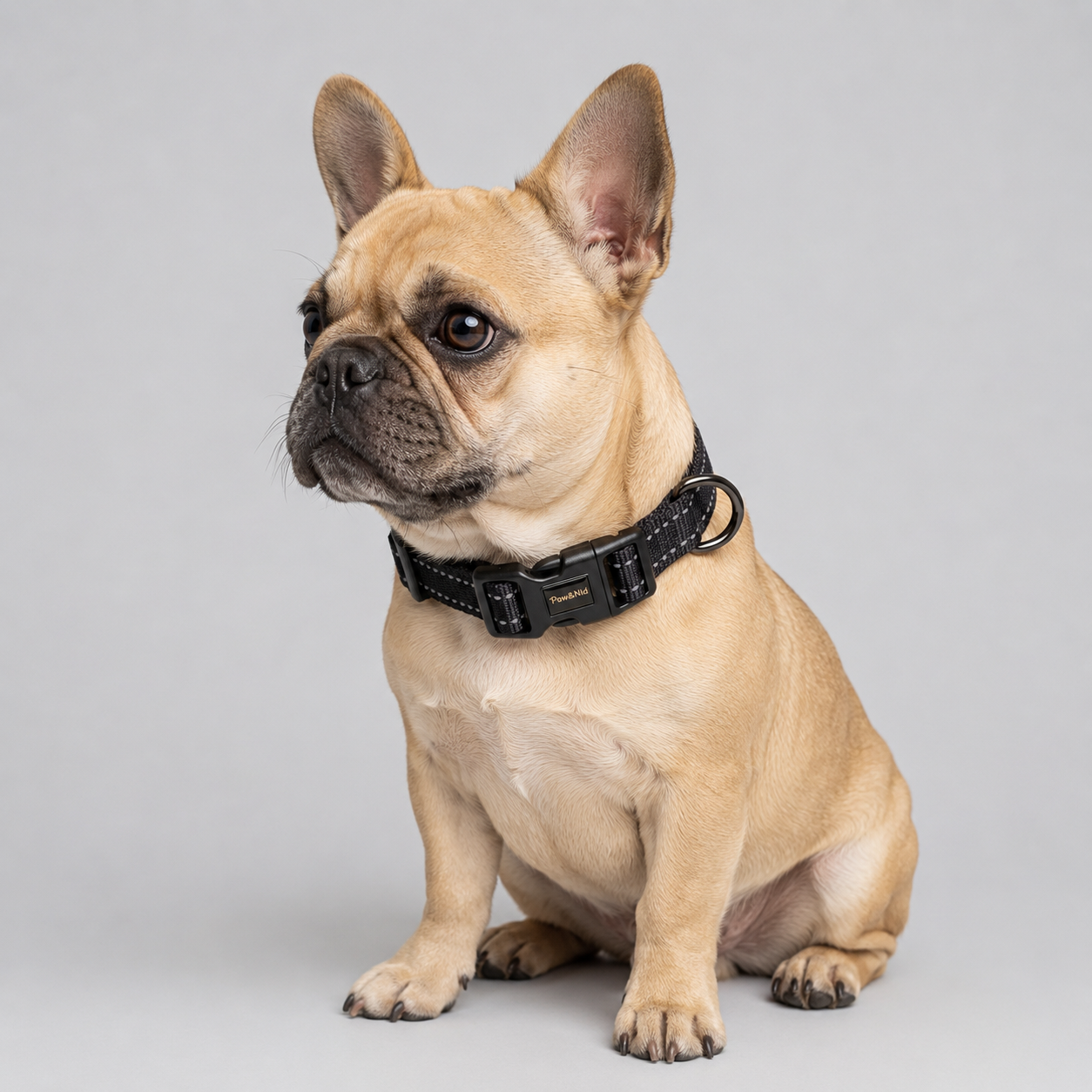 Collier réfléchissant réglable pour chien – Boucle de sécurité et anneau en D