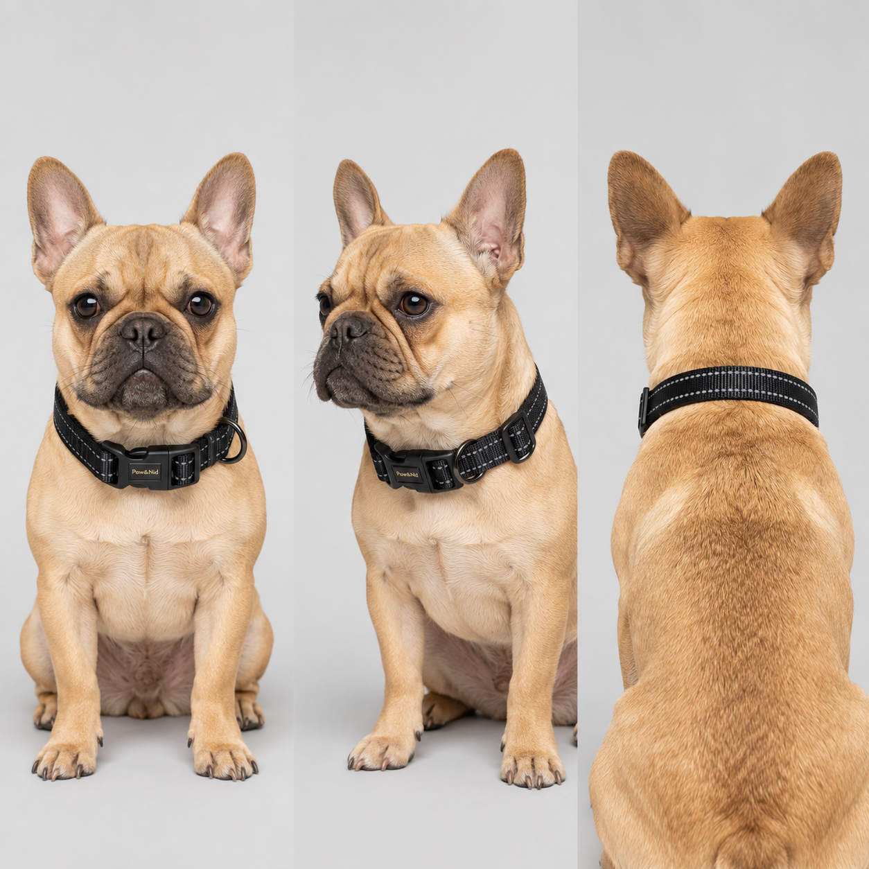 Collier réfléchissant réglable pour chien – Boucle de sécurité et anneau en D