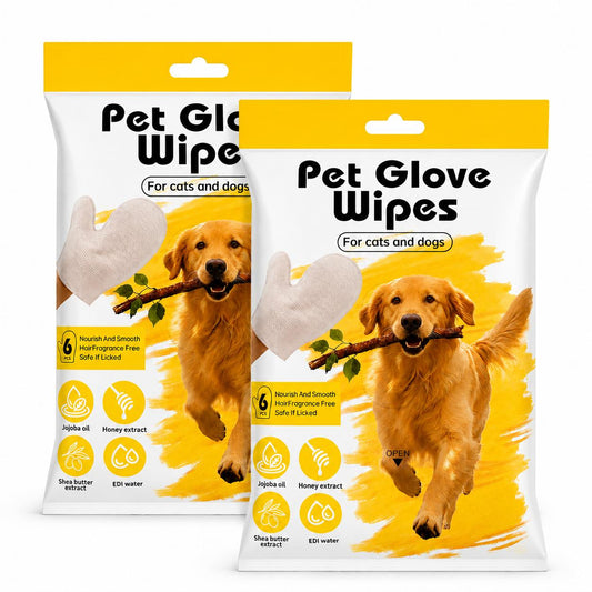 Lot de 2 lingettes gants pour chiens et chats – 12 pièces Pet Glove Wipes