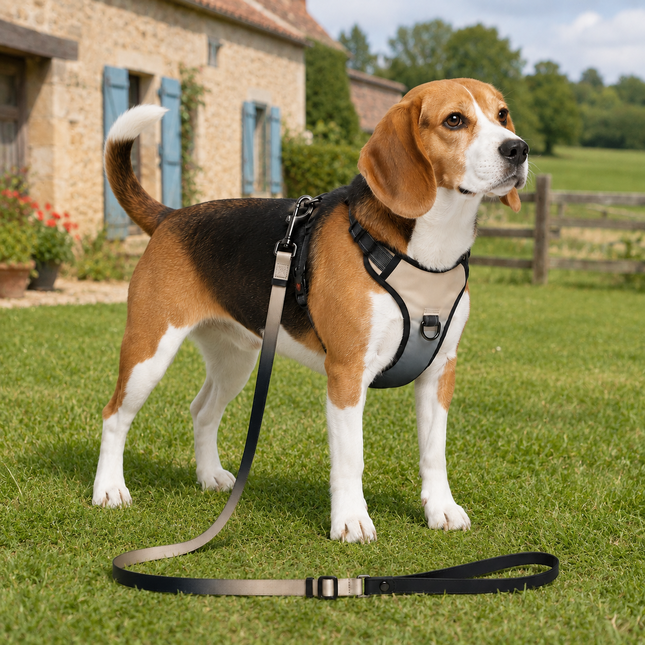 Ensemble harnais et laisse réglable pour chien